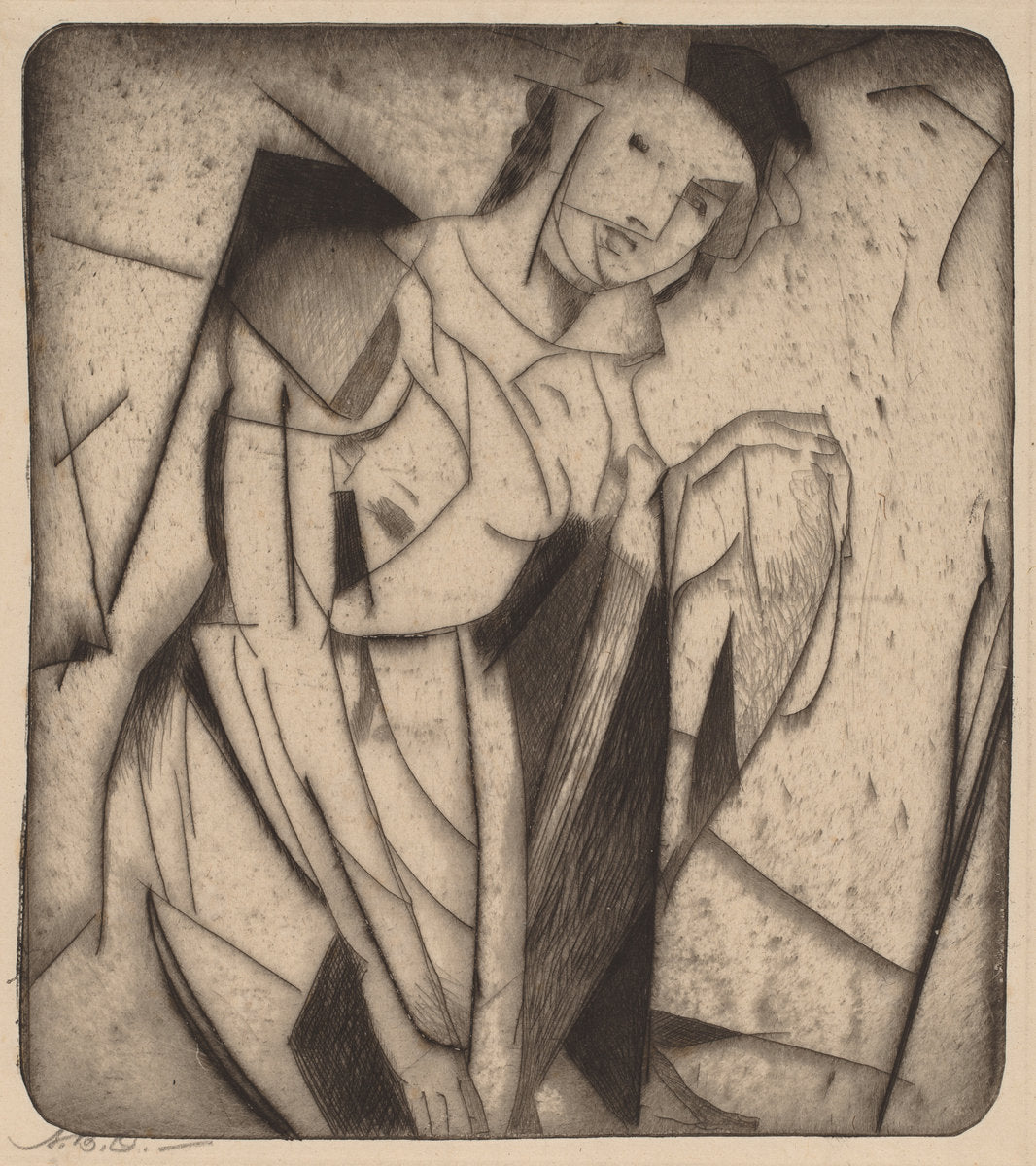 Figure in Glass by Arthur B. Davies (American, 1862 - 1928), 16X12"(A3)Poster Print