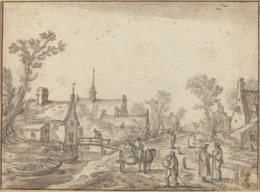The Village Street by Esaias van de Velde I (Dutch, 1587 - 1630), 16X12"(A3)Poster Print