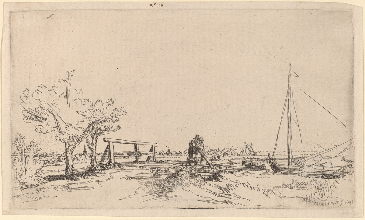 Six's Bridge by Rembrandt van Rijn (Dutch, 1606 - 1669), 16X12"(A3)Poster Print