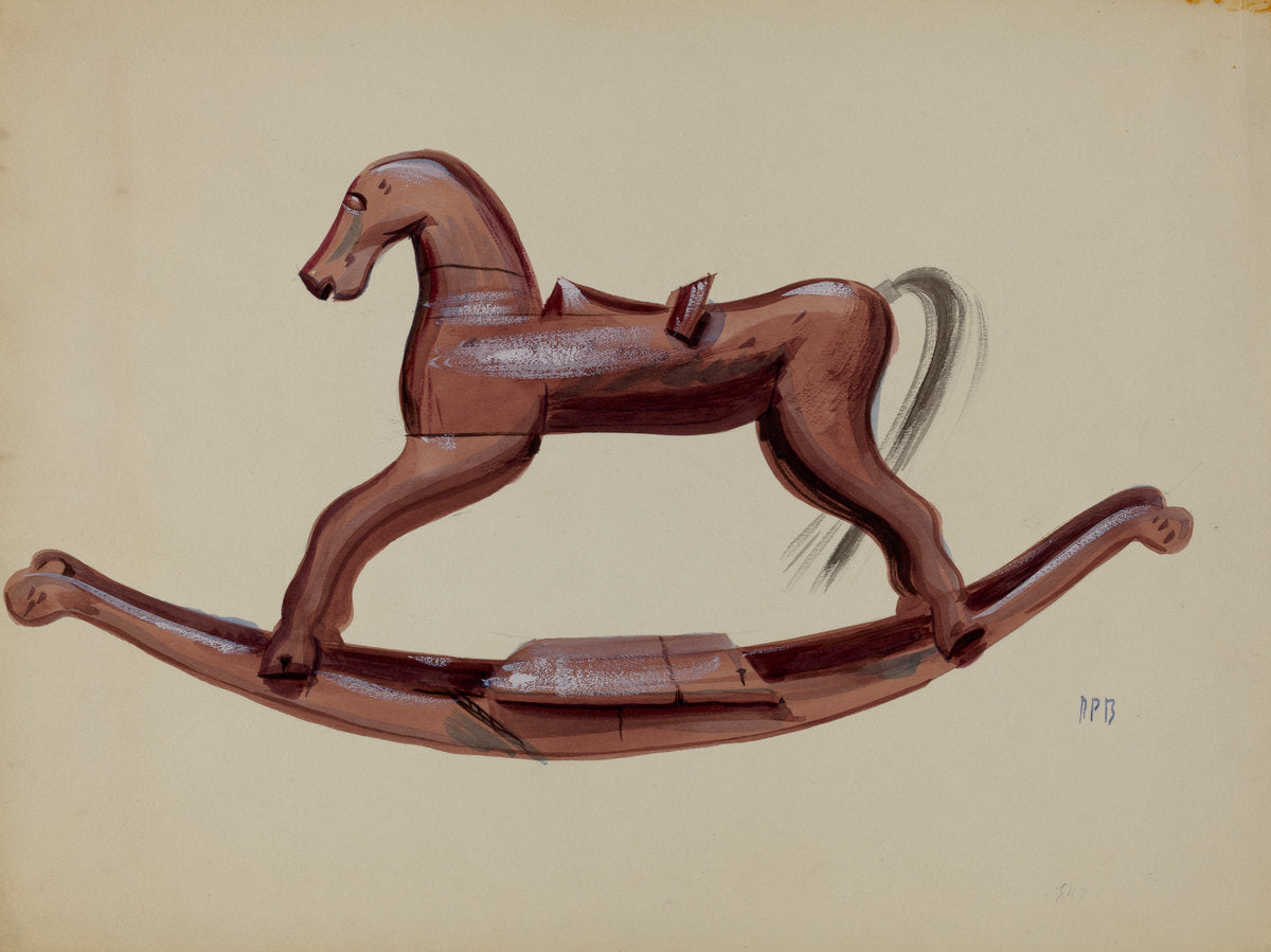 Hobby Horse Toy by Raoul Du Bois (American, active c. 1935), 16X12"(A3)Poster Print