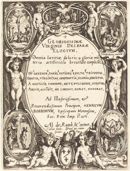 Frontispiece for "Gloriosissimae" by Jacques Callot (French, 1592 - 1635), 16X12"(A3)Poster Print