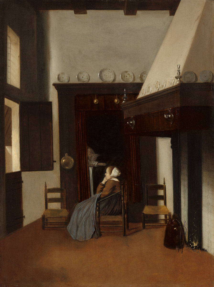 Young Woman in an Interior by Jacobus Vrel (Dutch, active 1654 - c. 1670), 16X12"(A3)Poster Print