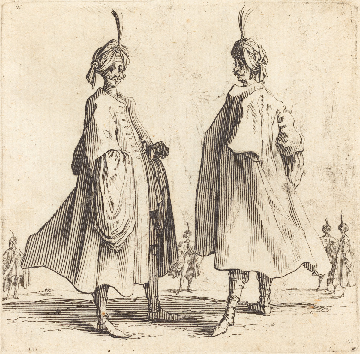 Two Turks by Jacques Callot (French, 1592 - 1635), 16X12"(A3)Poster Print