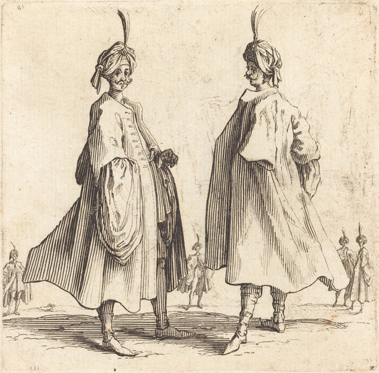 Two Turks by Jacques Callot (French, 1592 - 1635), 16X12"(A3)Poster Print