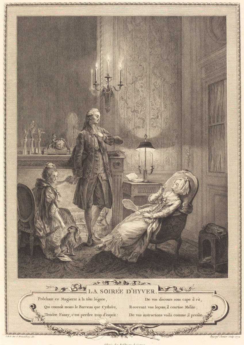 La soiree d'hyver by Francois-Robert Ingouf after Sigmund Freudenberger (French, 1747 - 1812), 16X12"(A3)Poster Print