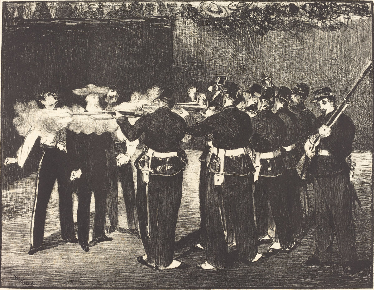 Death of Maximilian at Queretaro (L'executionde Maximilien) by Edouard Manet (French, 1832 - 1883), 16X12"(A3)Poster Print