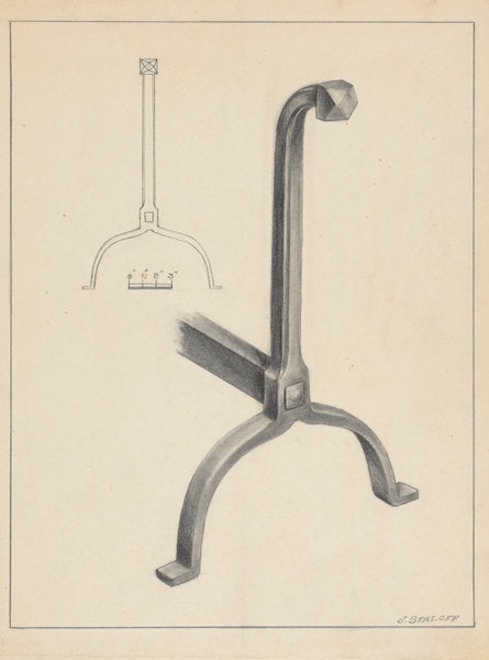 Andiron (one of pair) by Jack Staloff (American, active c. 1935), 16X12"(A3)Poster Print