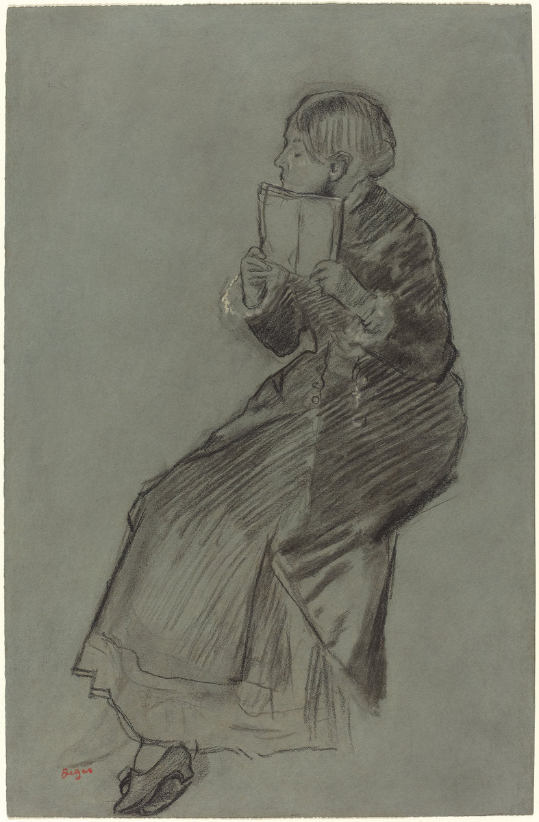 Woman Reading a Book by Edgar Degas (French, 1834 - 1917), 16X12"(A3)Poster Print