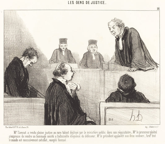 Mr. l'avocat a rendu pleine justice... by Honoré Daumier (French, 1808 - 1879), 16X12"(A3)Poster Print