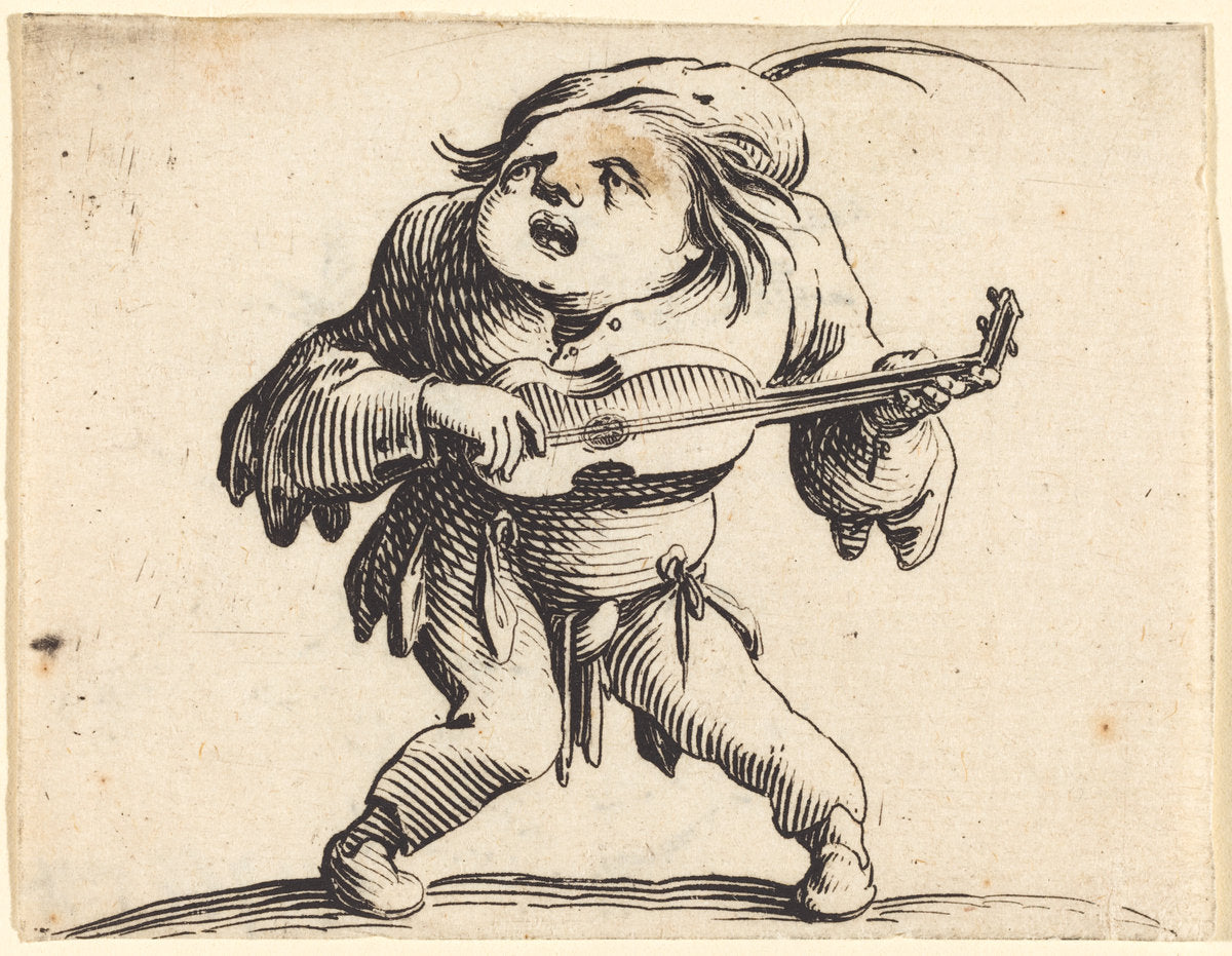The Guitar Player by Jacques Callot (French, 1592 - 1635), 16X12"(A3)Poster Print