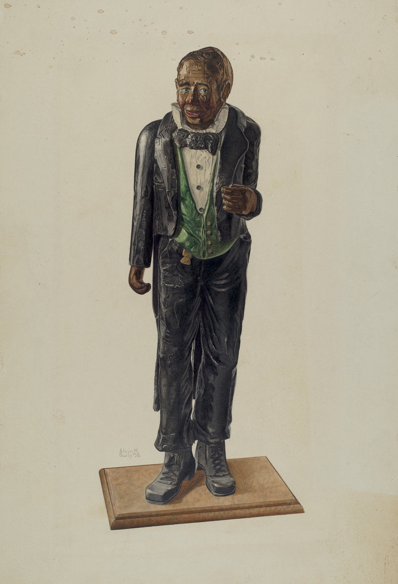 Hotel Porter Figure by Alvin M. Gully (American, active c. 1935), 16X12"(A3)Poster Print