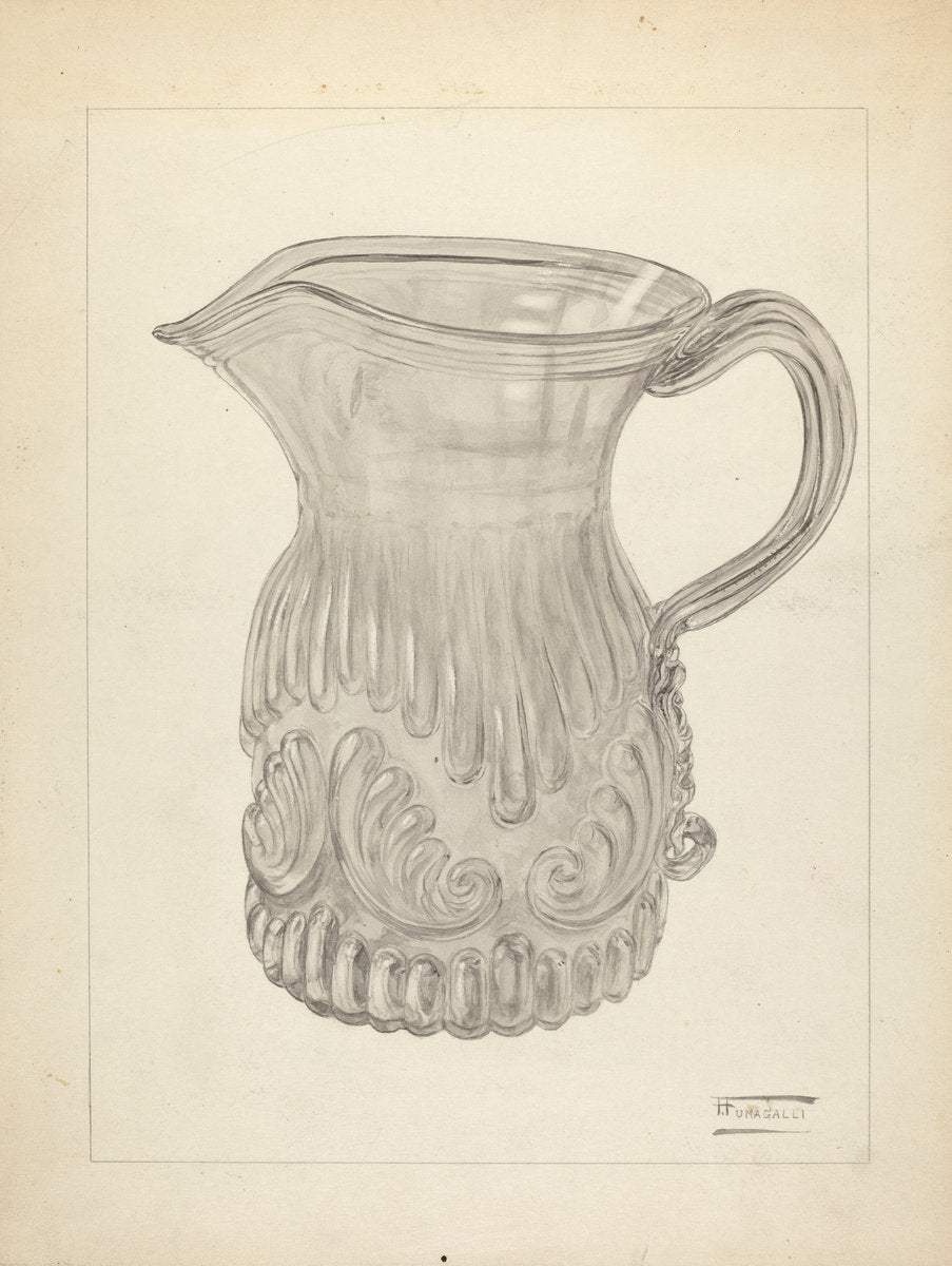 Blown Glass - Pitcher by Frank Fumagalli (American, active c. 1935), 16X12"(A3)Poster Print