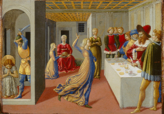 The Feast of Herod and the Beheading of Saint John the Baptist by Benozzo Gozzoli (Italian, c. 1421 - 1497), 16X12"(A3)Poster Print
