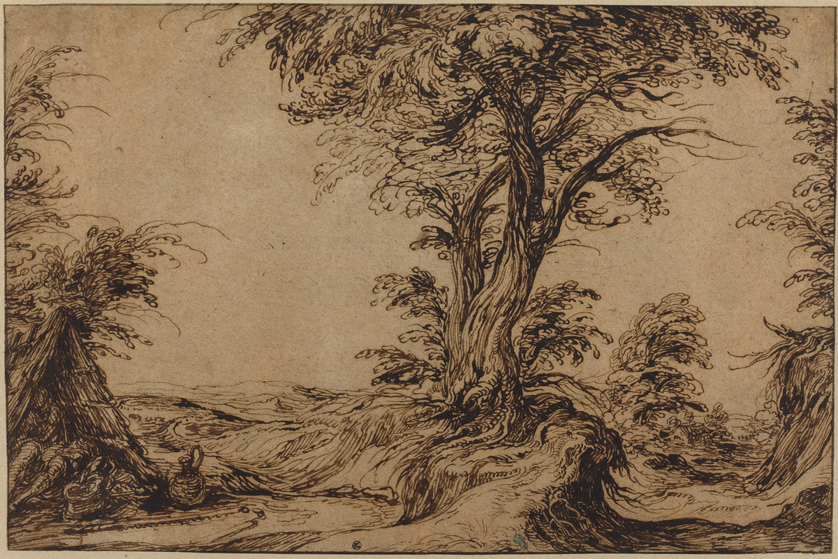Landscape with Sleeping Peasants by Jacques de Gheyn II (Dutch, 1565 - 1629), 16X12"(A3)Poster Print