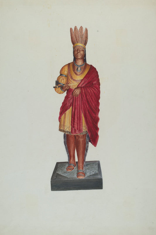Cigar Store Indian by Ralph M. Lewis (American, active c. 1935), 16X12"(A3)Poster Print