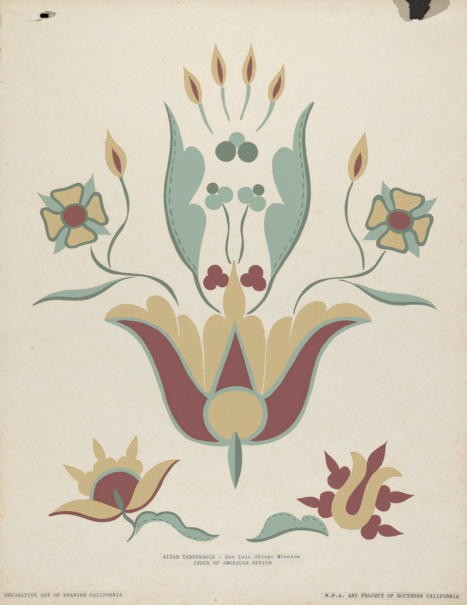 1935/1942 by American 20th Century (San Luis Obispo Mission Altar Tabernacle From the portfolio "Decorative Art of Spanish California"), 16X12"(A3)Poster Print