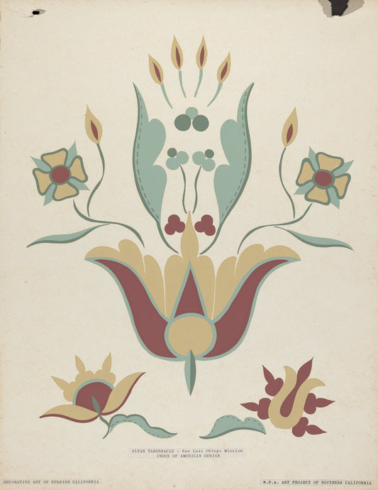1935/1942 by American 20th Century (San Luis Obispo Mission Altar Tabernacle From the portfolio "Decorative Art of Spanish California"), 16X12"(A3)Poster Print