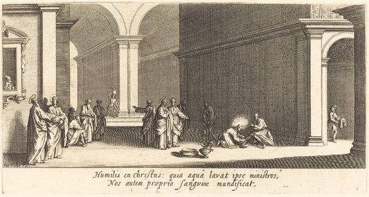 Christ Washing the Apostles' Feet by Jacques Callot (French, 1592 - 1635), 16X12"(A3)Poster Print