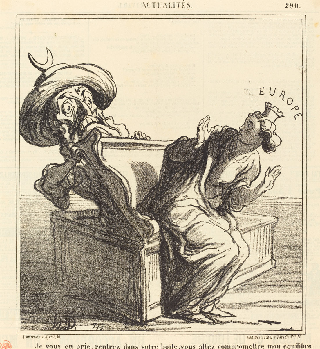 Je vous en prie, rentrez dans votre boite... by Honoré Daumier (French, 1808 - 1879), 16X12"(A3)Poster Print