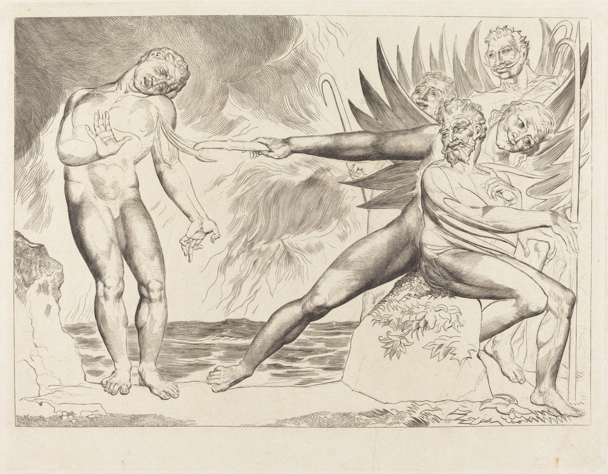 The Circle of the Corrupt Officials; the Devils Tormenting Ciampolo by William Blake (British, 1757 - 1827), 16X12"(A3)Poster Print