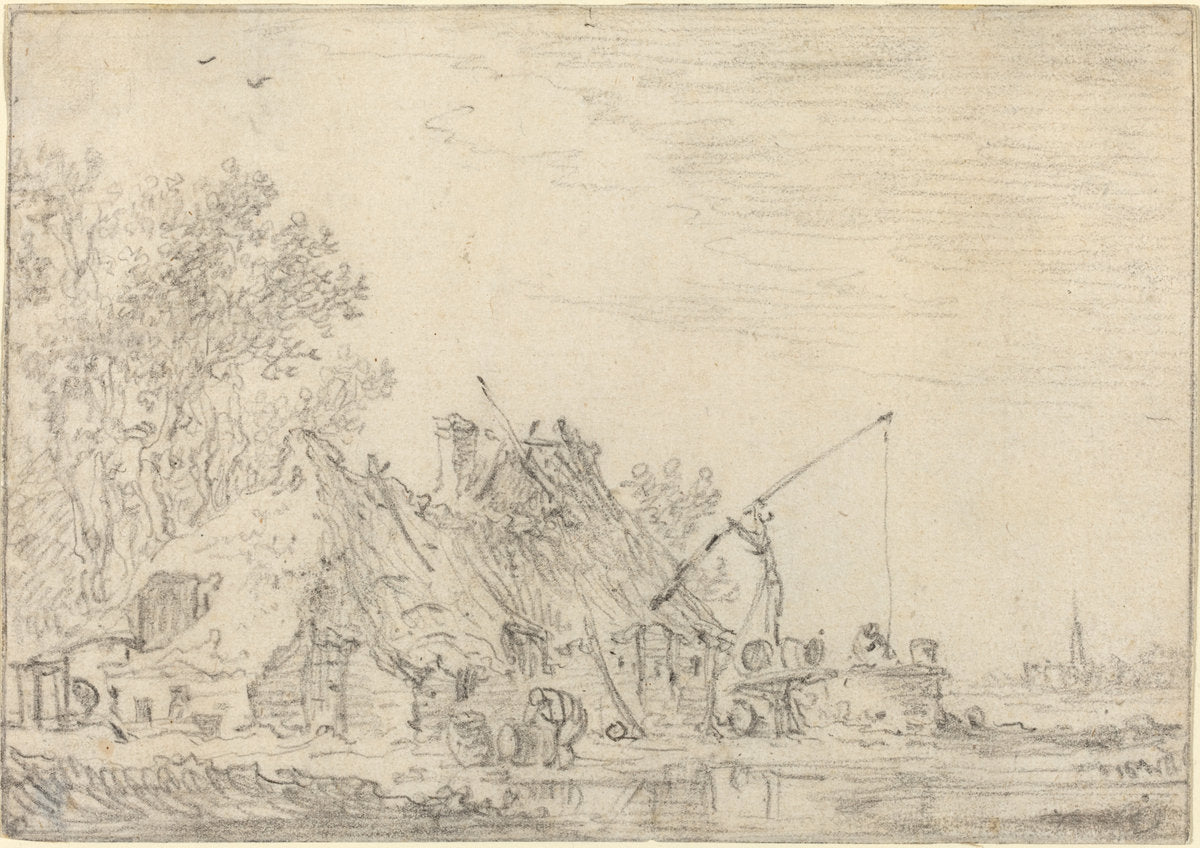 Rustic House with a Well by Jan van Goyen (Dutch, 1596 - 1656), 16X12"(A3)Poster Print