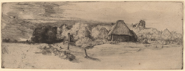 Landscape with Trees, Farm Buildings and a Tower by Rembrandt van Rijn (Dutch, 1606 - 1669), 16X12"(A3)Poster Print