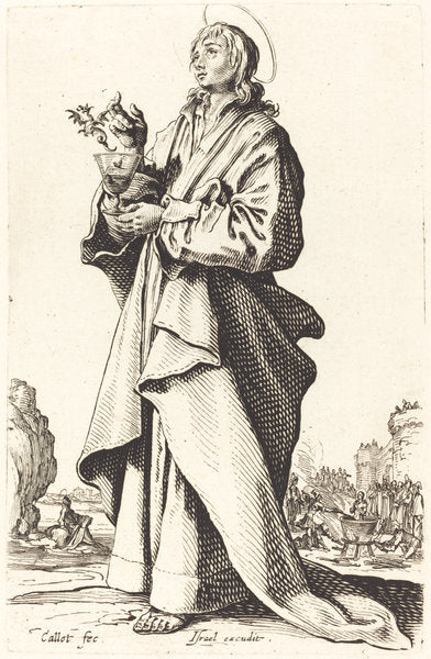 Saint John the Evangelist by Jacques Callot (French, 1592 - 1635), 16X12"(A3)Poster Print