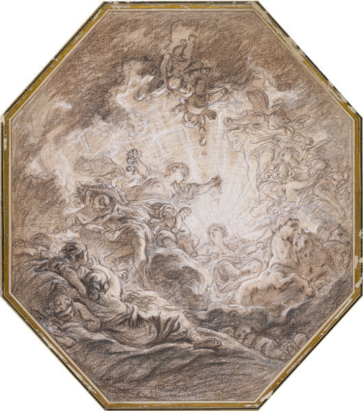 Aurora Heralding the Arrival of the Morning Sun by François Boucher (French, 1703 - 1770), 16X12"(A3)Poster Print