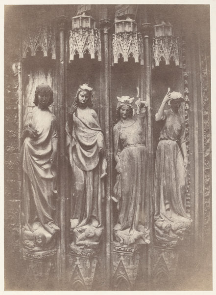 The Virtues Crushing the Vices, Strasbourg Cathedral by Charles Marville (French, 1813 - 1879), 16X12"(A3)Poster Print