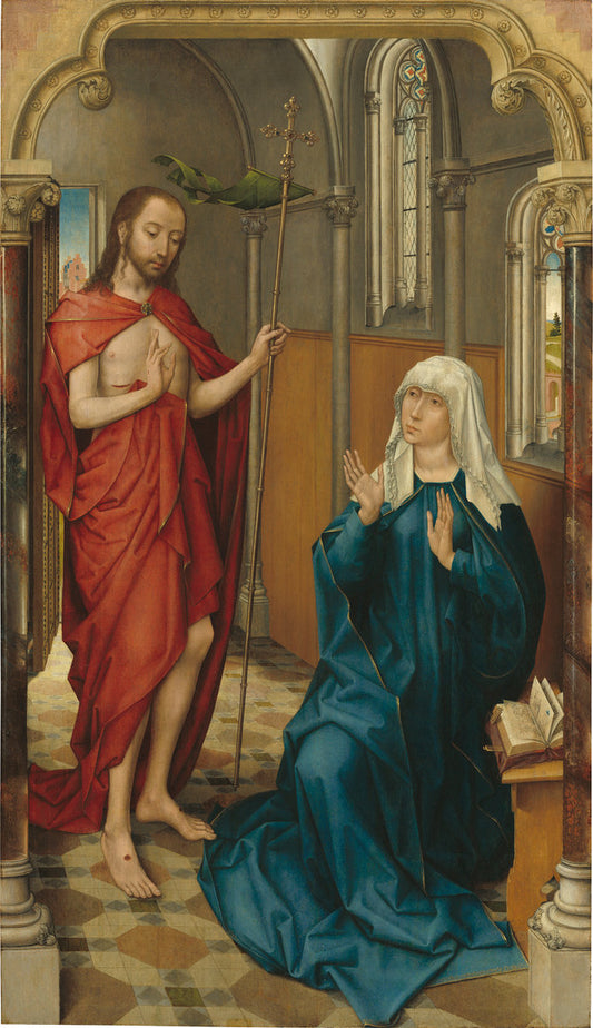c. 1475 by Follower of Rogier van der Weyden (Christ Appearing to the Virgin), 16X12"(A3)Poster Print