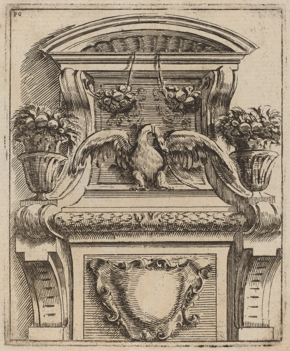 Architectural Motif with a Bird by Carlo Antonio Buffagnotti (Italian, c. 1660 - after 1710), 16X12"(A3)Poster Print
