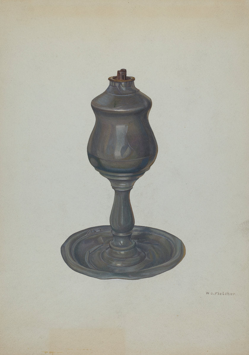 Whale Oil Lamp by William O. Fletcher (American, active c. 1935), 16X12"(A3)Poster Print