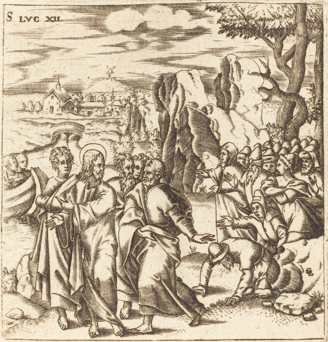 Christ Teaching the Multitude by Léonard Gaultier (French, 1561 - 1641), 16X12"(A3)Poster Print