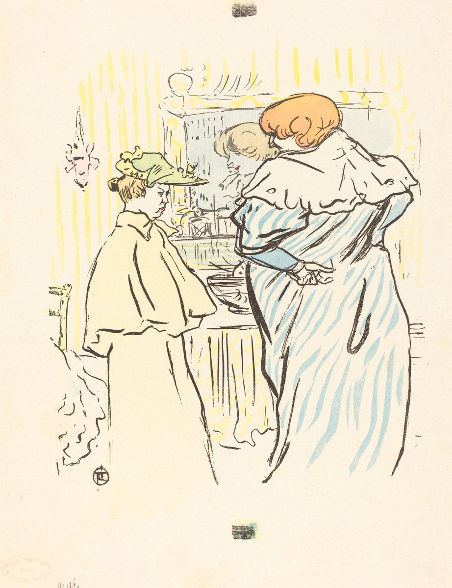 Two Women before a Mirror by Henri de Toulouse-Lautrec (French, 1864 - 1901), 16X12"(A3)Poster Print