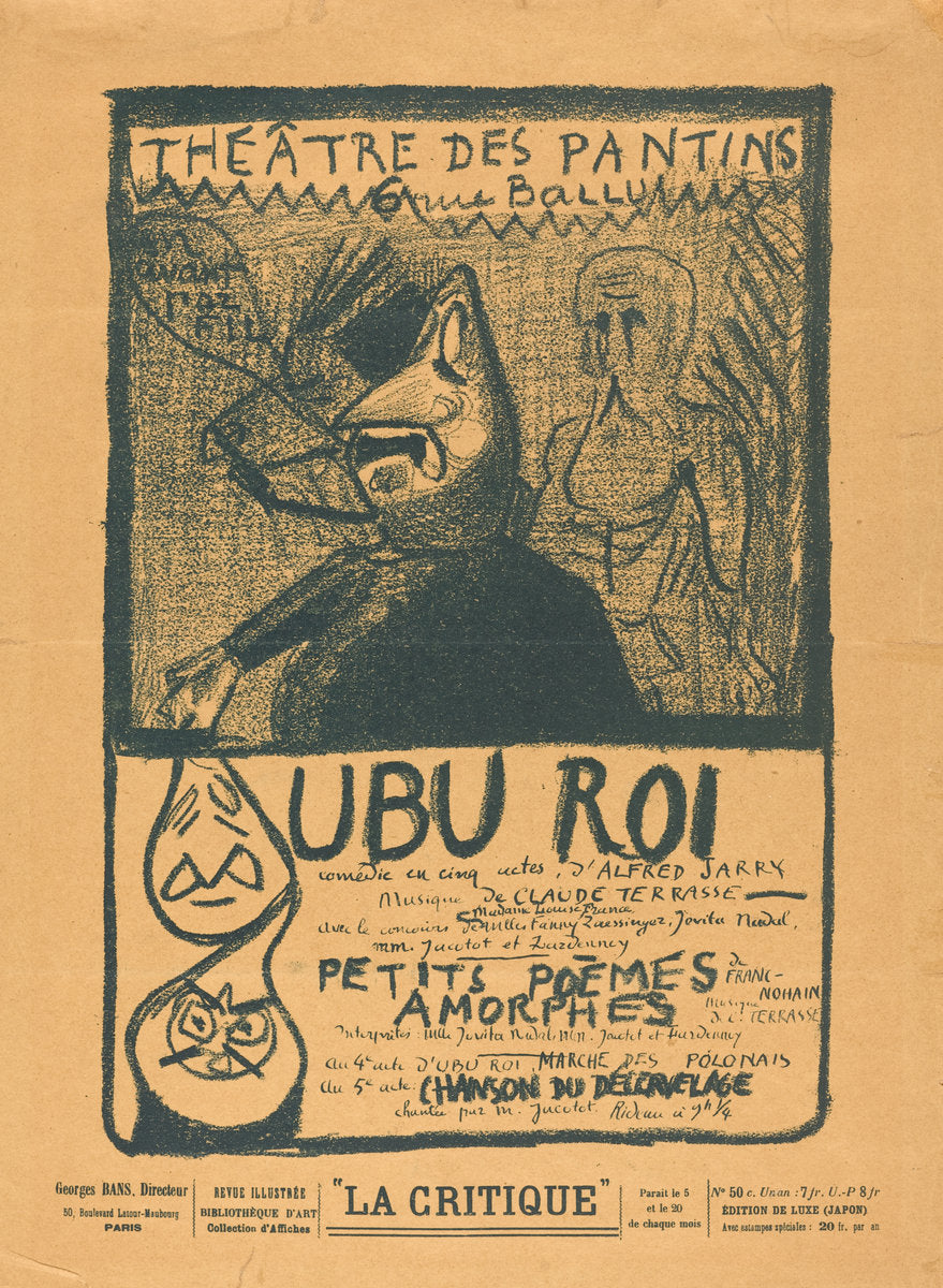 Ubu Roi; Petits Poèmes amorphes by Alfred Jarry (French, 1873 - 1907), 16X12"(A3)Poster Print
