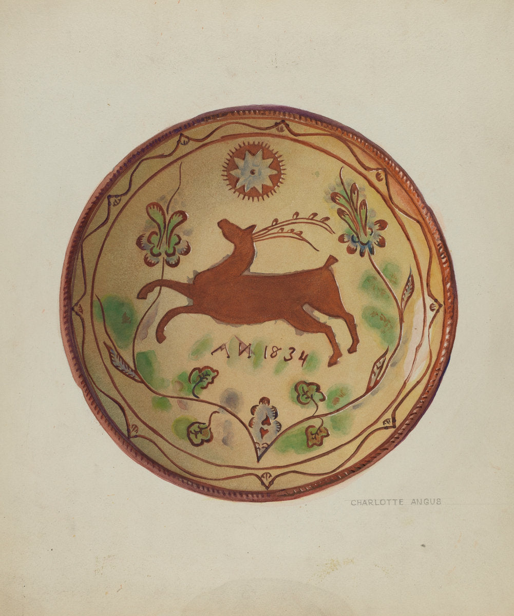 Pa. German Pie Plate by Charlotte Angus (American, 1911 - 1989), 16X12"(A3)Poster Print