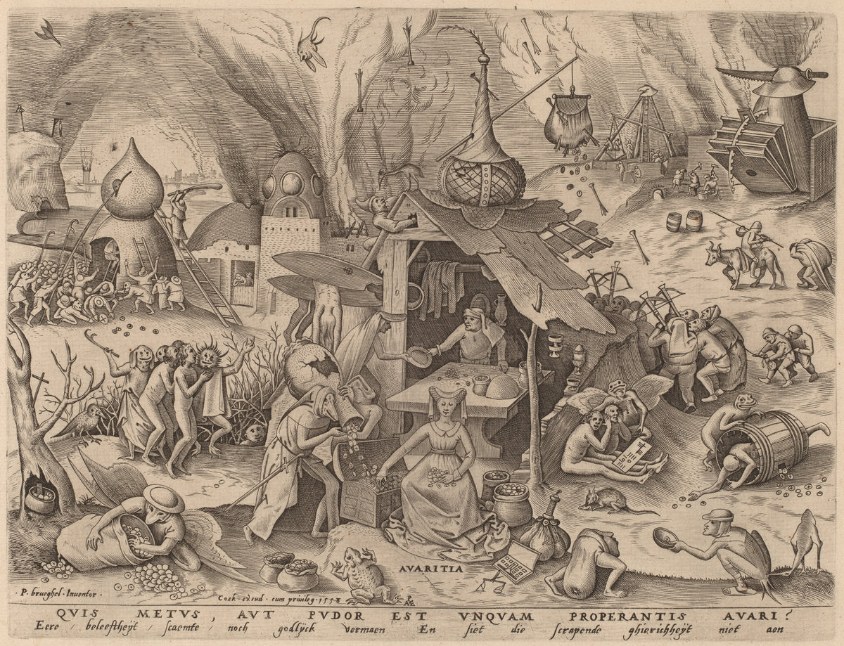 Avarice by Pieter van der Heyden after Pieter Bruegel the Elder (Flemish, active c. 1551/1572), 16X12"(A3)Poster Print