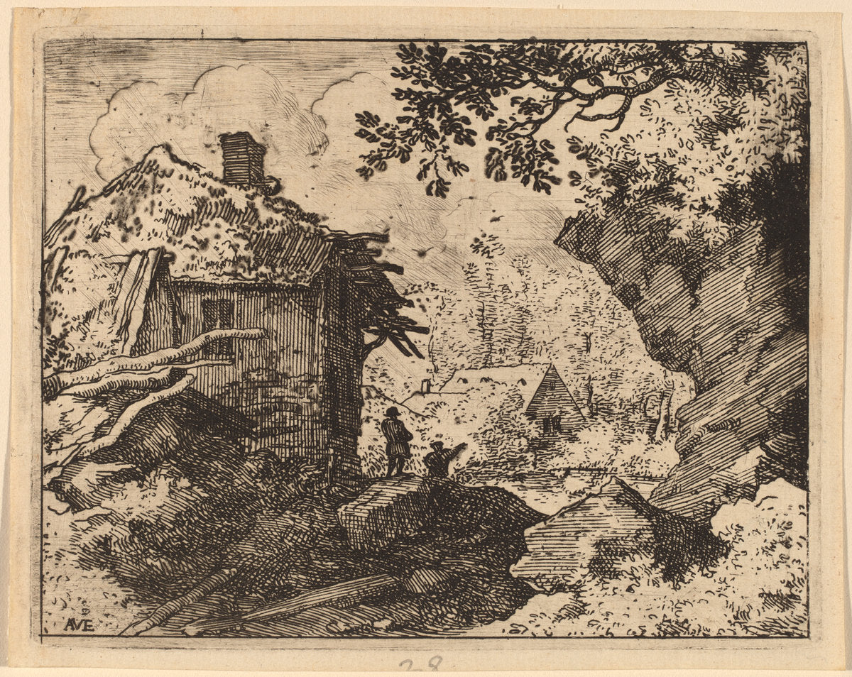 Straw Hut Seen from Behind by Allart van Everdingen (Dutch, 1621 - 1675), 16X12"(A3)Poster Print