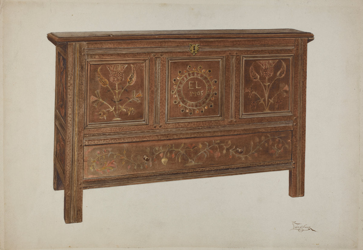 Pa. German Chest by Rolland Livingstone (American, active c. 1935), 16X12"(A3)Poster Print