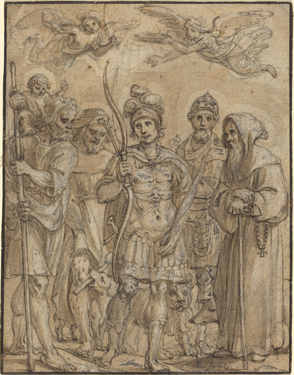 Five Saints by Pieter de Jode I (Flemish, 1570 - 1634), 16X12"(A3)Poster Print