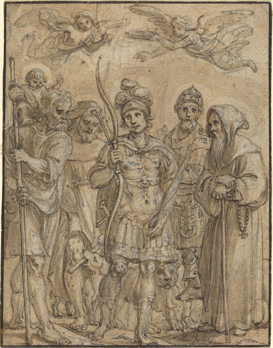 Five Saints by Pieter de Jode I (Flemish, 1570 - 1634), 16X12"(A3)Poster Print