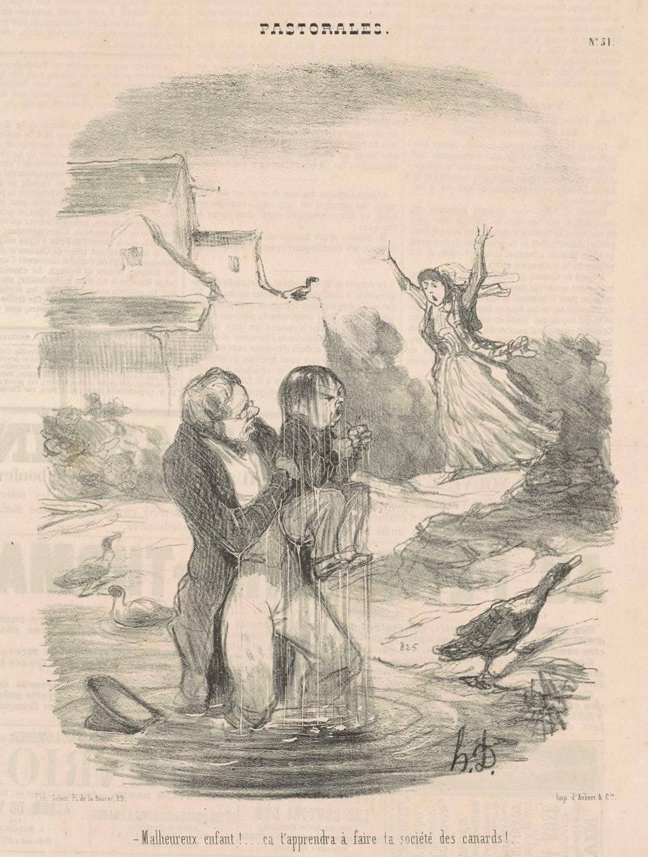 Malheureux enfant! ... Ca t'appendra a faire ... by Honoré Daumier (French, 1808 - 1879), 16X12"(A3)Poster Print
