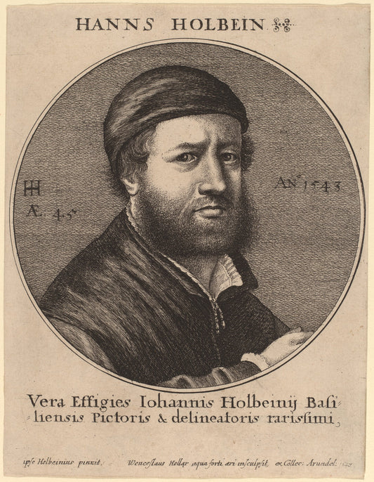 Hans Holbein the Younger by Wenceslaus Hollar after Hans Holbein the Younger (Bohemian, 1607 - 1677), 16X12"(A3)Poster Print