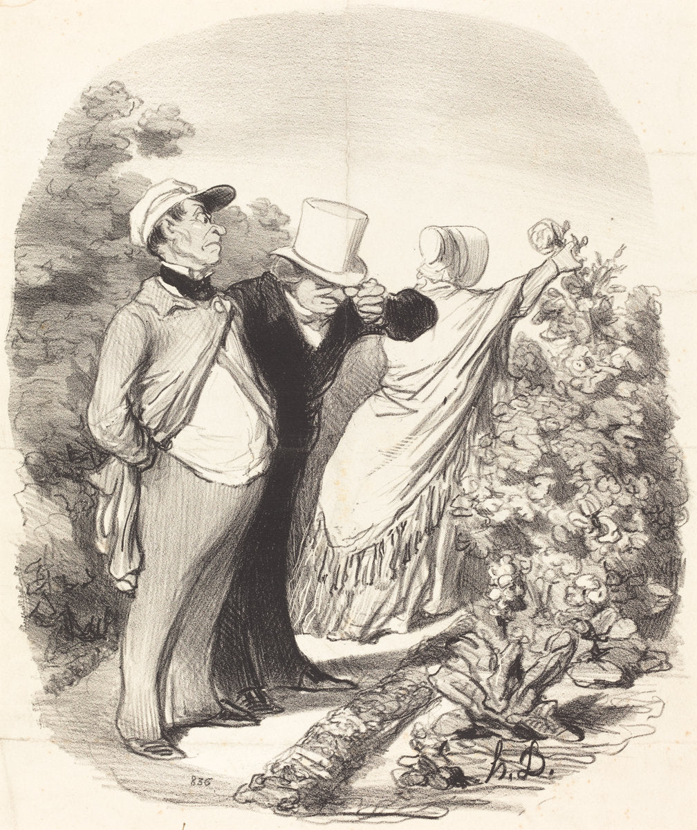 Allons bon!... voila que'elle me cueille une rose... by Honoré Daumier (French, 1808 - 1879), 16X12"(A3)Poster Print