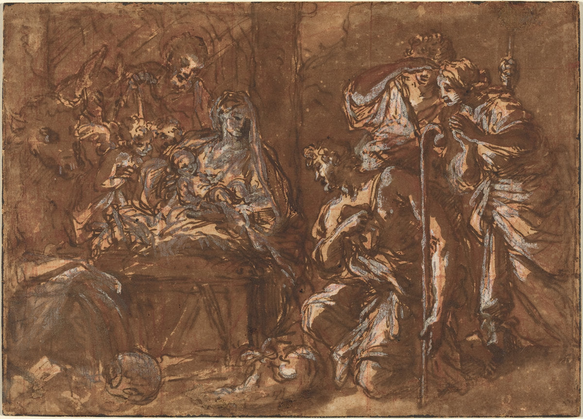 The Adoration of the Shepherds by Giuseppe Passeri (Italian, 1654 - 1714), 16X12"(A3)Poster Print