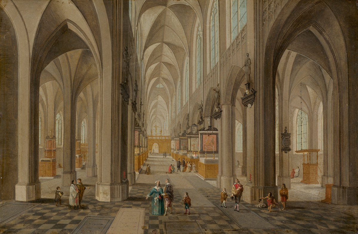 Antwerp Cathedral by Peeter Neeffs the Elder (Flemish, 1578/1590 - 1656/1661), 16X12"(A3)Poster Print