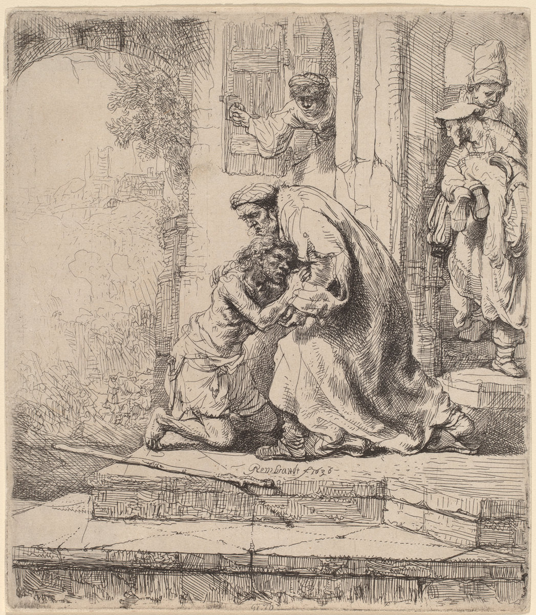 Return of the Prodigal Son by Rembrandt van Rijn (Dutch, 1606 - 1669), 16X12"(A3)Poster Print