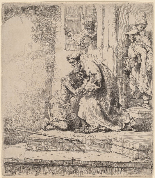 Return of the Prodigal Son by Rembrandt van Rijn (Dutch, 1606 - 1669), 16X12"(A3)Poster Print