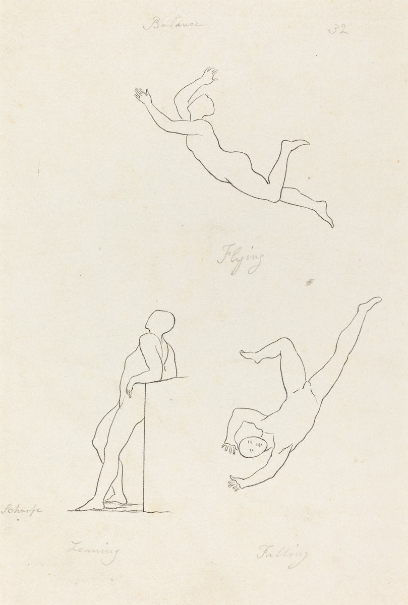 Leaning, Flying and Falling by George Scharf after John Flaxman (German, 1788 - 1860), 16X12"(A3)Poster Print