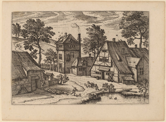 published in or before 1676 by Netherlandish 16th Century (Village with Pond), 16X12"(A3)Poster Print